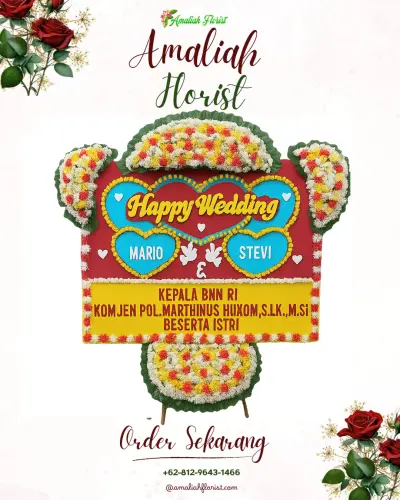 Karangan Papan Bunga Pernikahan di Hargomulyo
